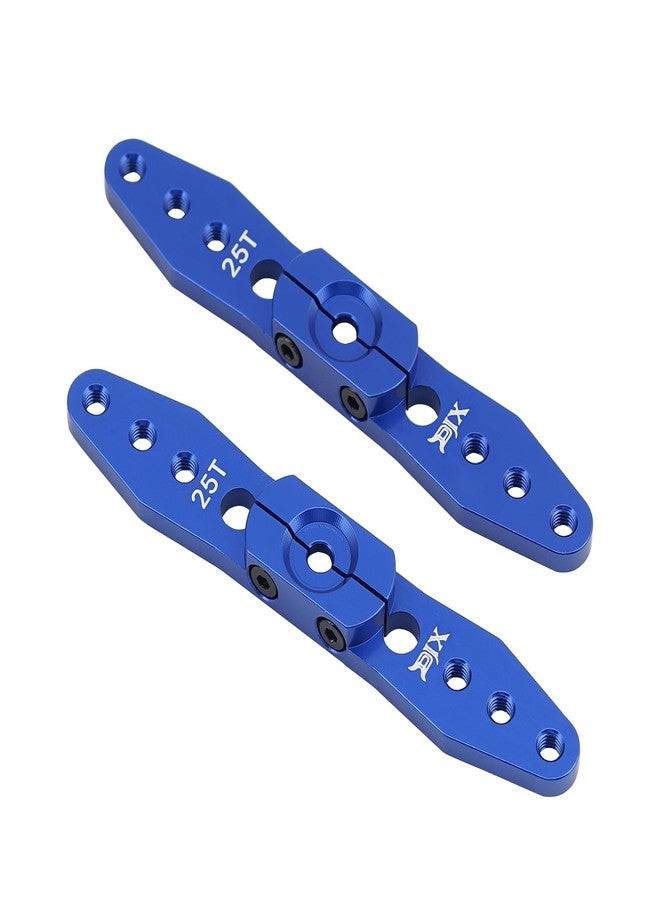 DJX 2Pack 25T Double Servo Horn Steering Arm 70mm Long for Airplane Futaba Savox Power Motor 1/8 1/10 RC Car Boat Airplane (Blue) - Image 1